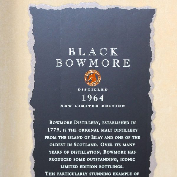 Black Bowmore 1964 42 Years Old box label