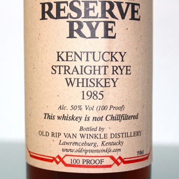 Van Winkle Family Reserve Rye 1985 label 2