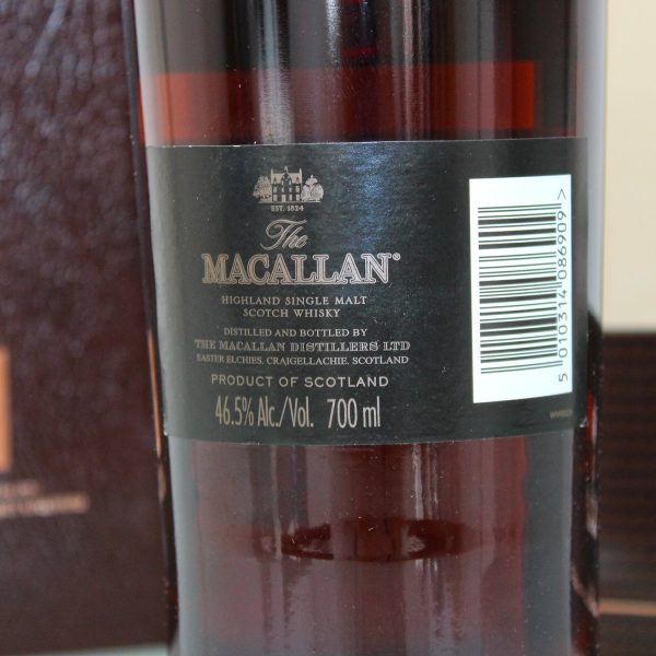 Macallan Oscuro back label
