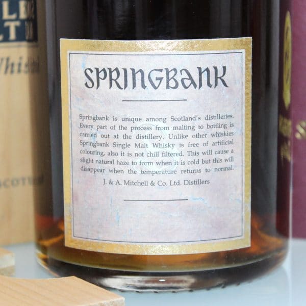 Springbank 30 Year Old 1990s back label