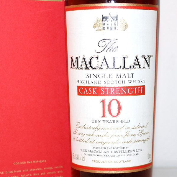 Macallan Cask Strength 10 Years label