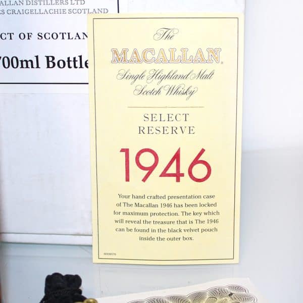 Macallan 1946 Select Reserve 52 Year Old label 2