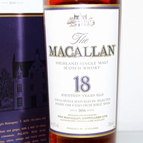 Macallan Annual 2016 Release 18 Year Old label