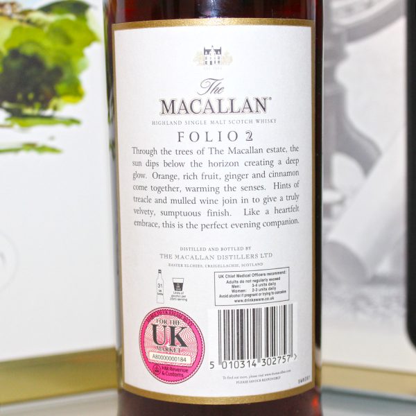 Macallan Archival Series Folio 2 Whisky label back
