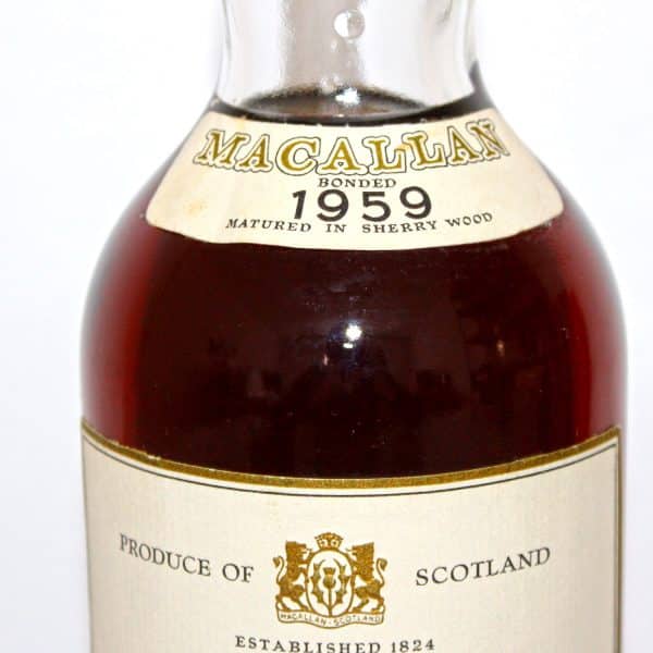 Macallan 1959 80 proof Whisky neck