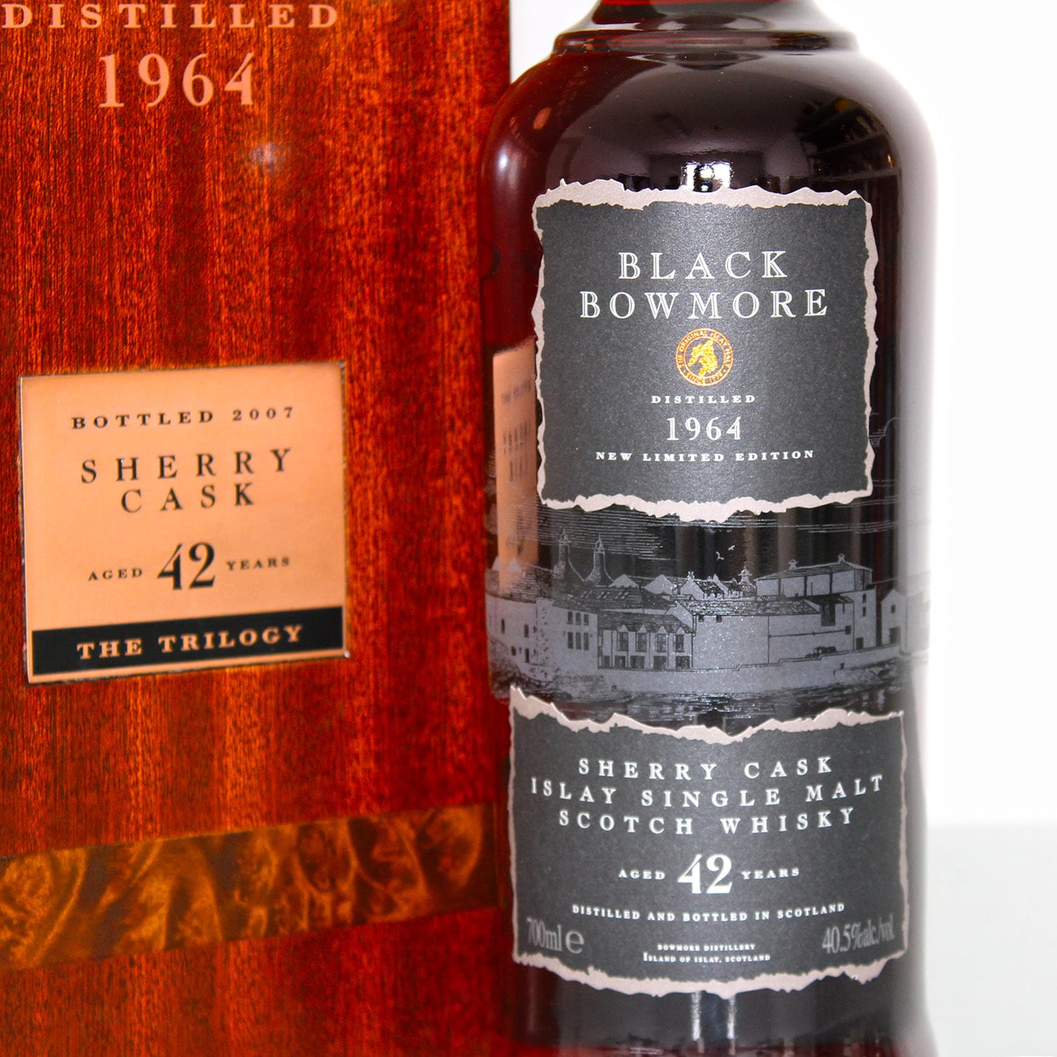 Black Bowmore 1964 42 Years Old front label