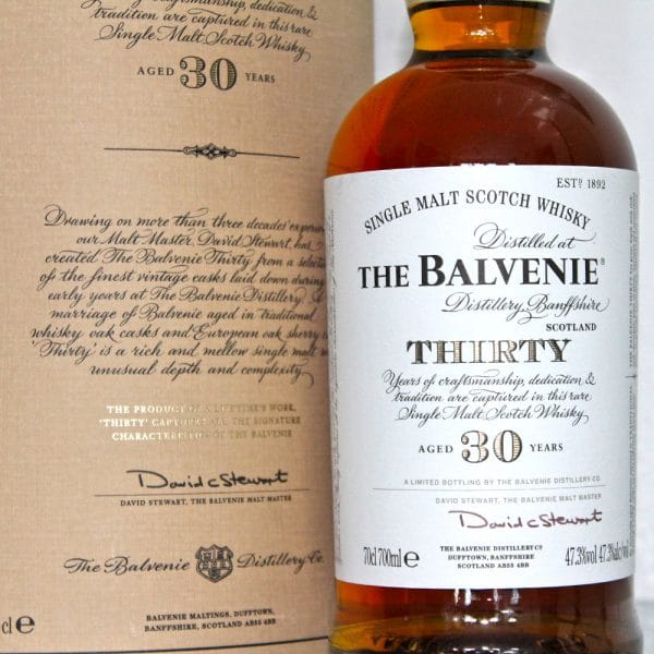Balvenie 30 Years Old label