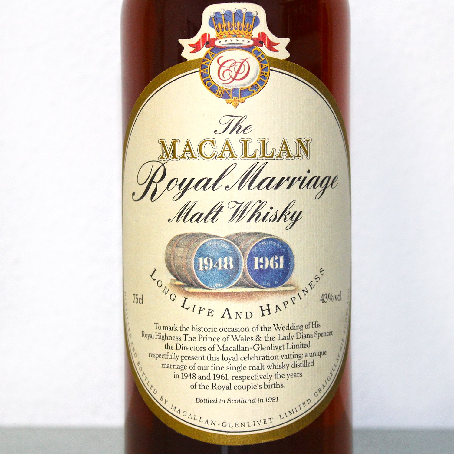 Macallan 1948 Royal Marriage label