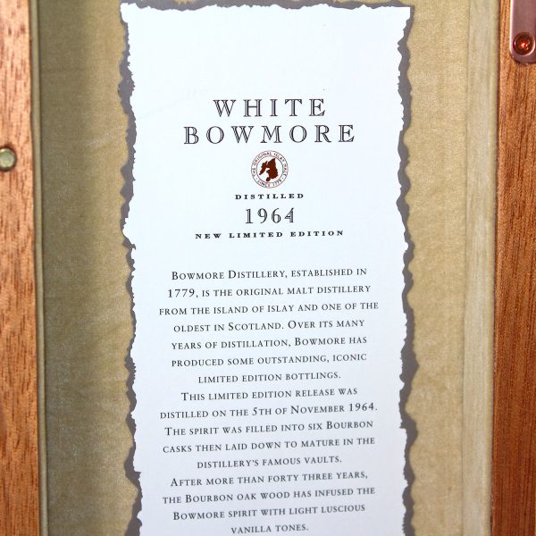 White Bowmore 1964 43 Years The Trilogy box text 1
