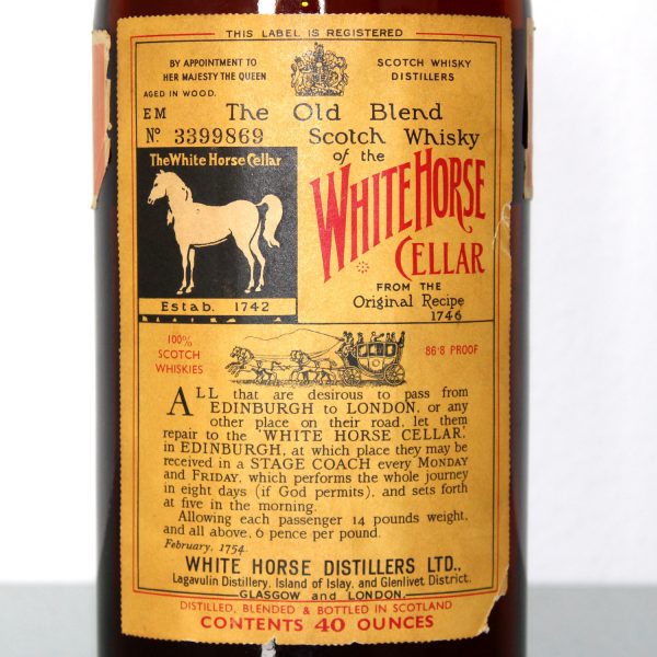 White Horse Cellar 40 ounces spring cap label