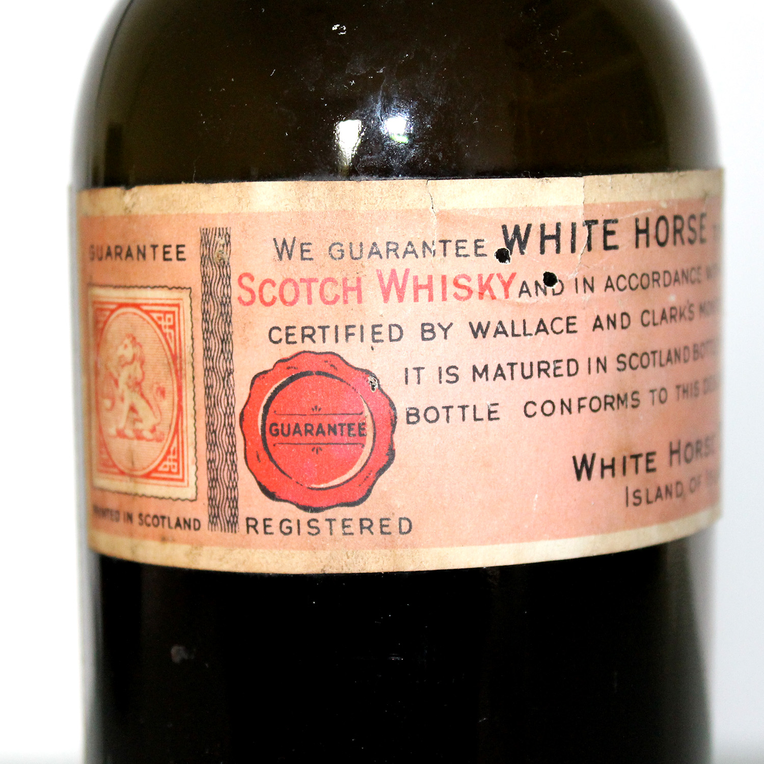 White Horse Cellar Bot 1950s back label