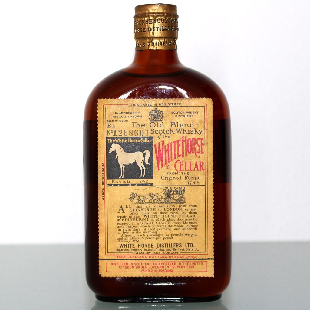 White Horse Cellar Whisky 1950s Half Bottle Spring Cap WhiskyAnkauf