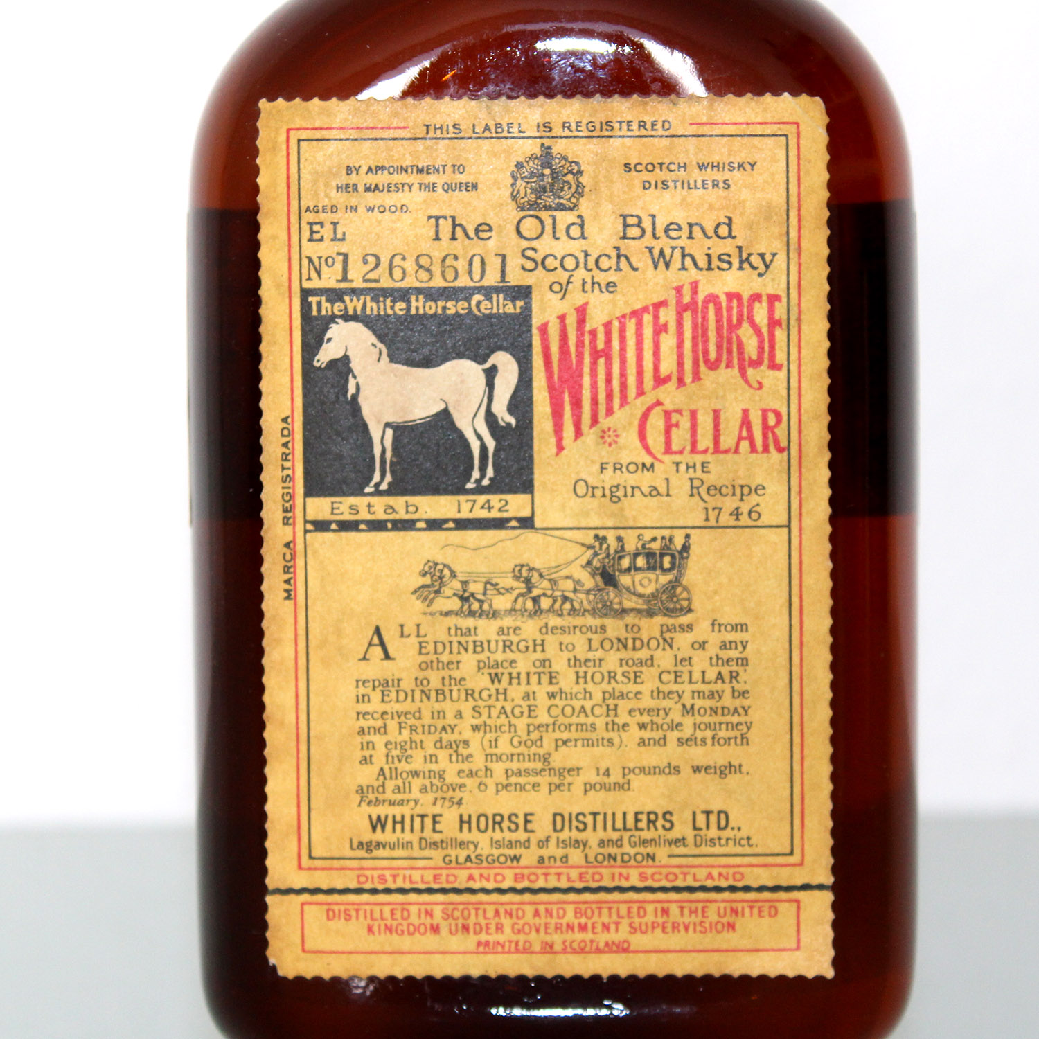 White Horse Cellar spring cap Half Bottle label