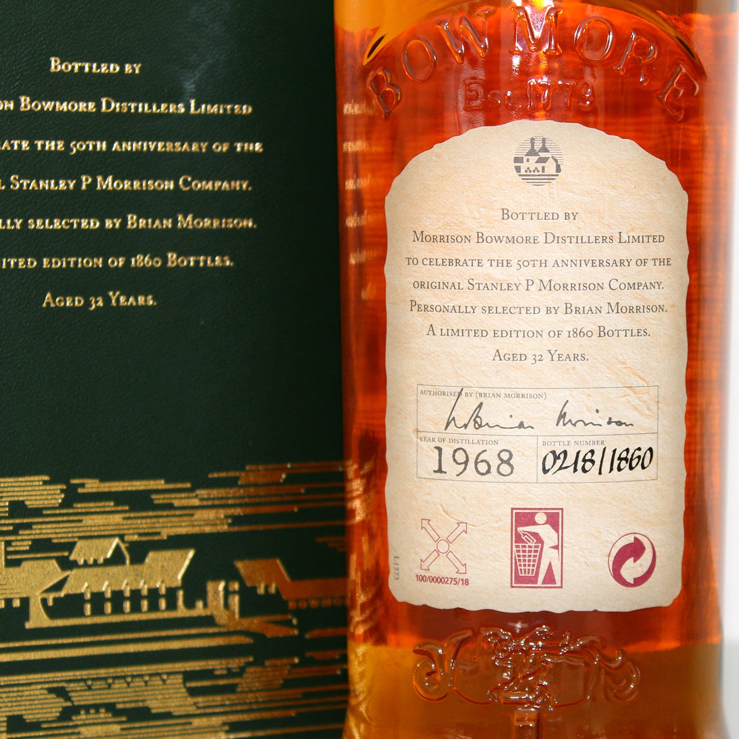 Bowmore 1968 32 Years Old back label