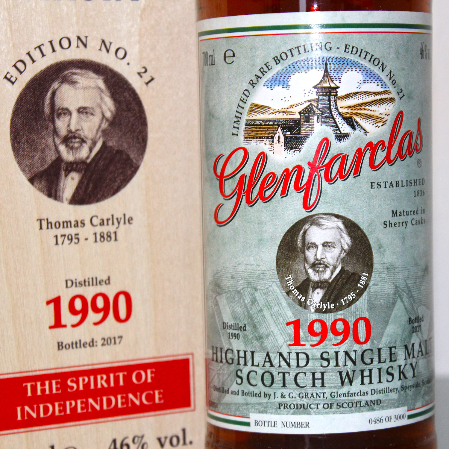Glenfarclas 1990 No. 21 Thomas Carlyle label