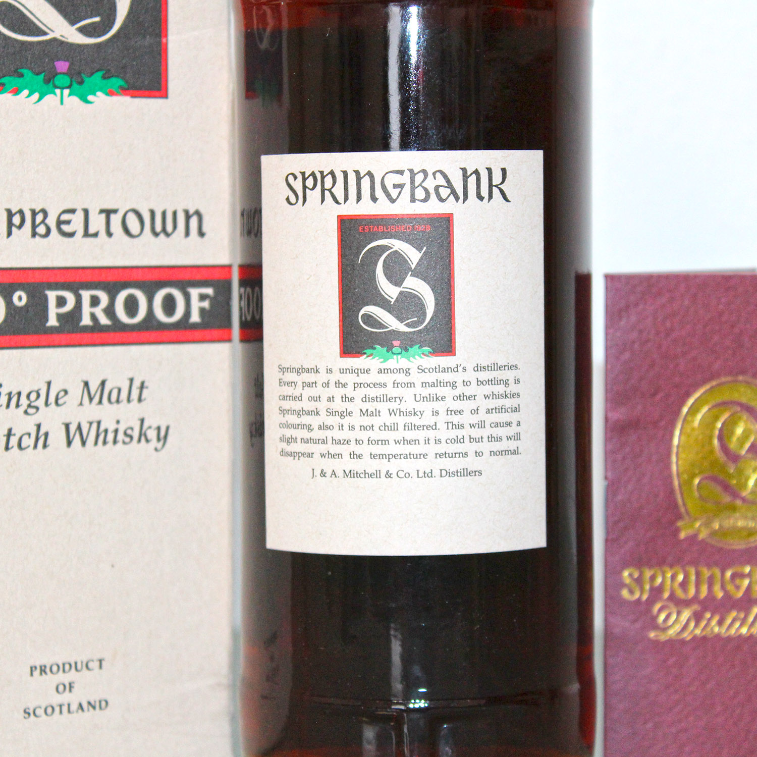 Springbank 12 Years Old 100 Proof back label
