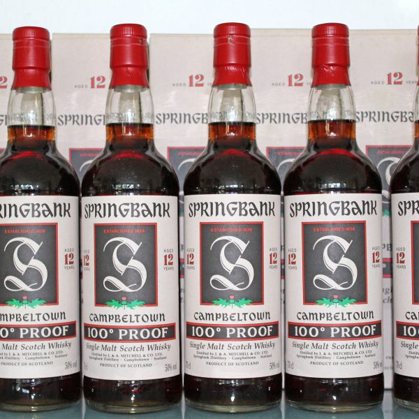 Springbank 12 Years Old 100 Proof bottles label