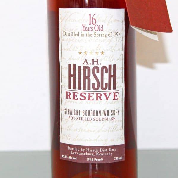 A.H. Hirsch Reserve 1974 16 Years Old label