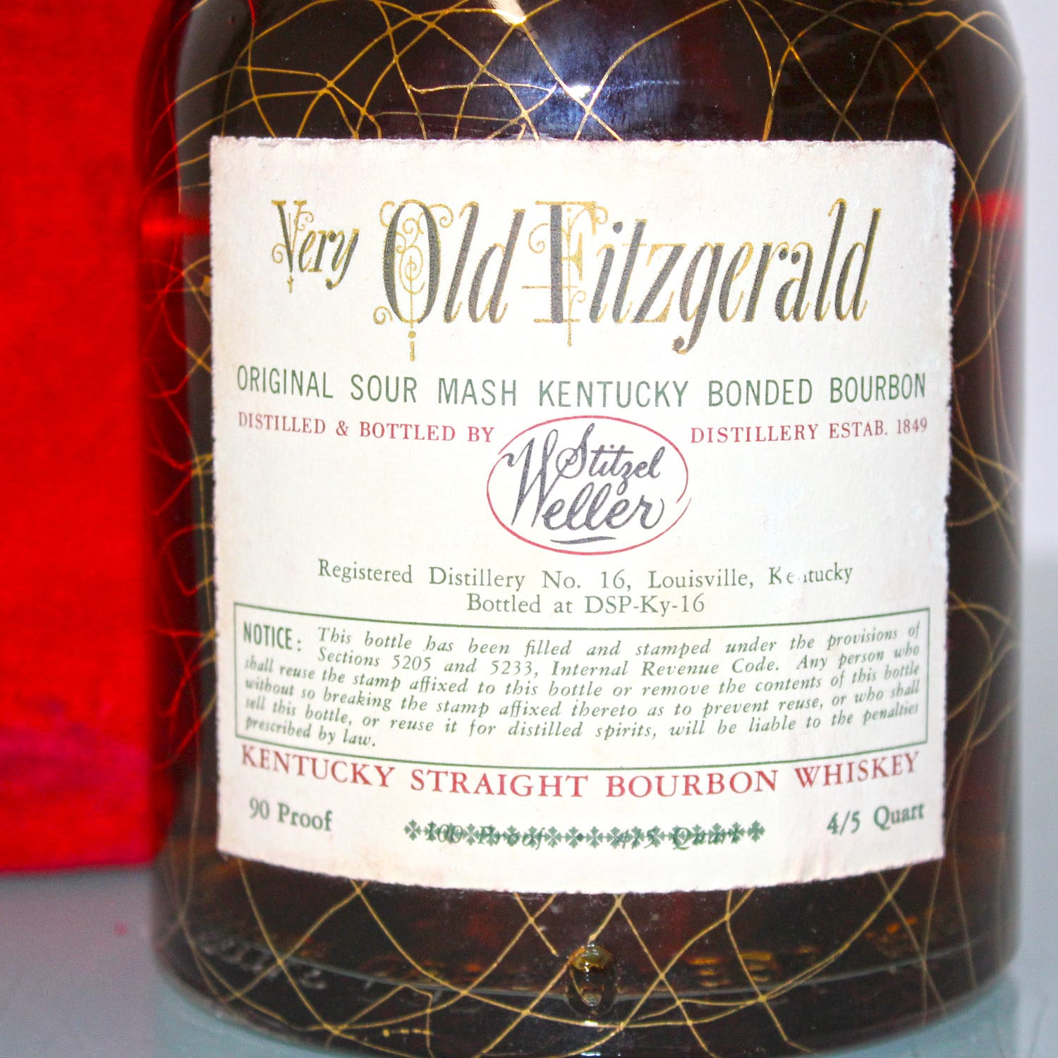 Very Xtra Old Fitzgerald 1956 10 Years Old back label