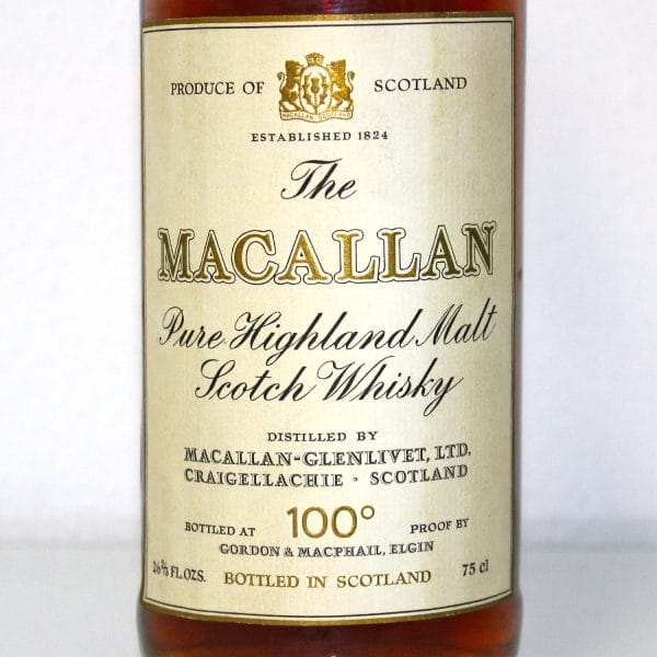 Macallan 1963 100 Proof label
