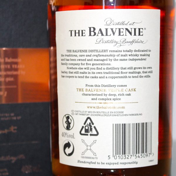 Balvenie 25 Years Triple Cask Label Back