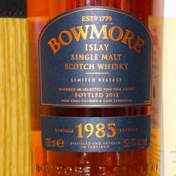 Bowmore 1985 26 Years Single Malt Scotch Whisky Label
