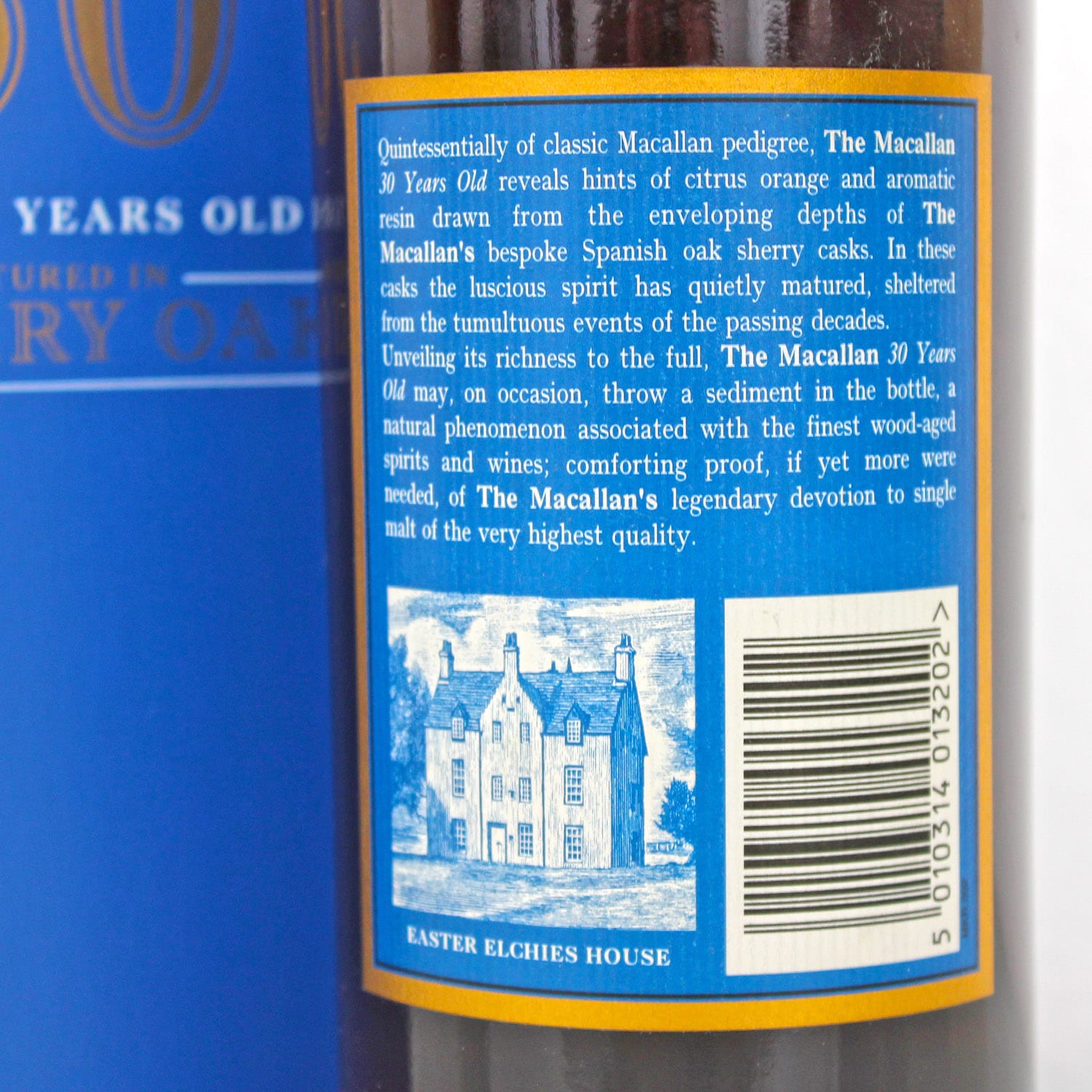 Macallan 30 Years Old Blue Label Back Label