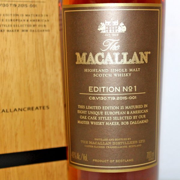 Macallan Edition No 1 in Wooden Box Label