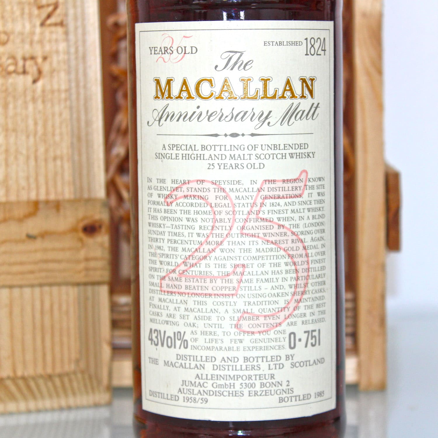 Macallan 1958 59 25 Years Anniversary Malt label