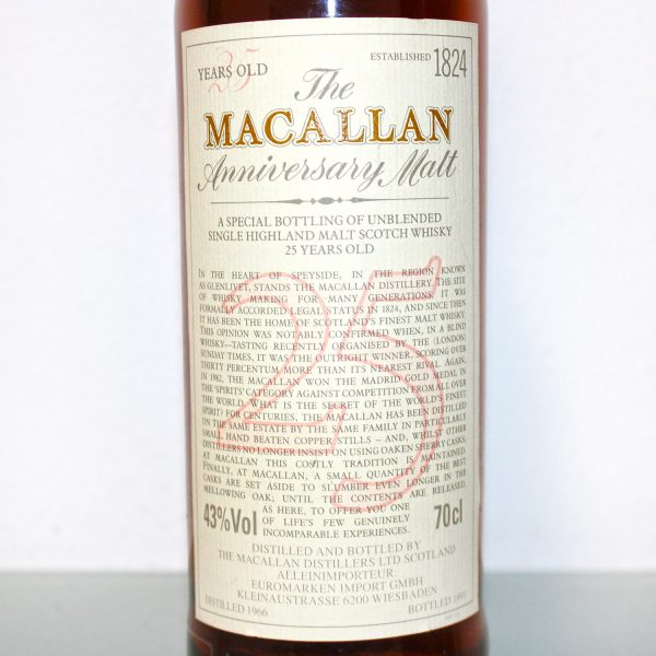 Macallan 1966 25 Years Anniversary Malt Label