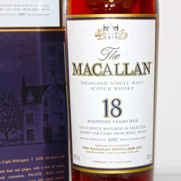 Macallan 1997 18 Years Old Sherry Oak label