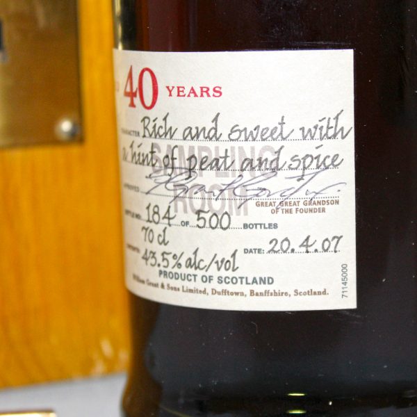 Glenfiddich 40 Year Old Rare Collection Release 2007 vintage label 3