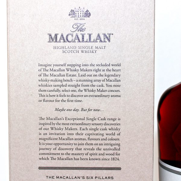 Macallan Exceptional Single Cask 2019 box back