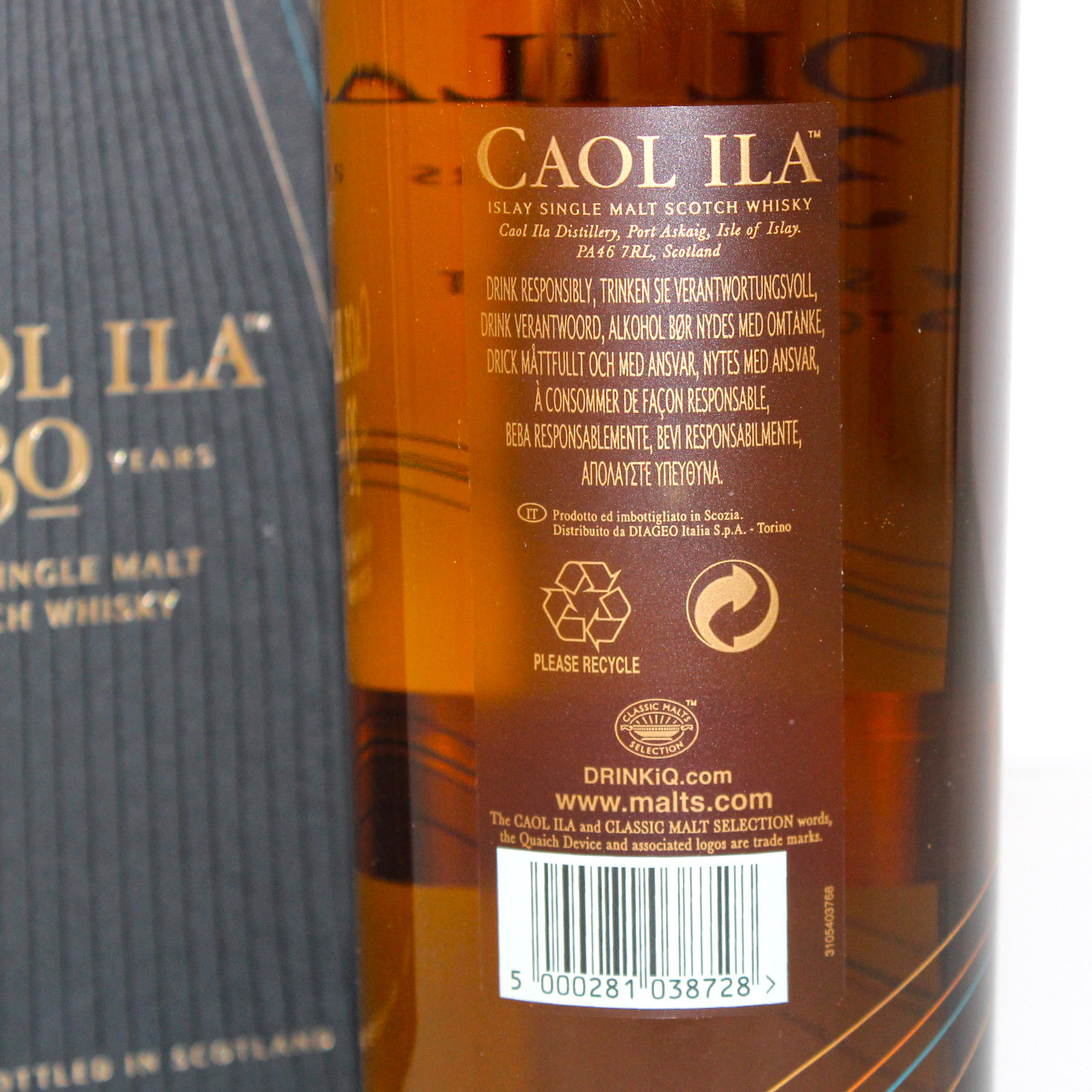 Caol Ila 30 Year Old Distilled 1983 Back Label