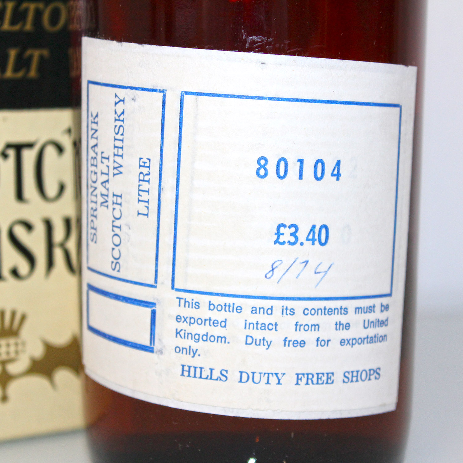 Springbank 8 Year Old Bot 1970s duty free