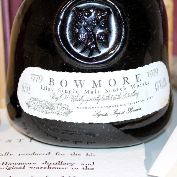 Bowmore Bicentenary 1779 1979 Whisky label