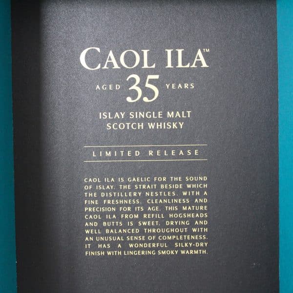 Caol Ila 35 Year Old Distilled 1982 Box Text