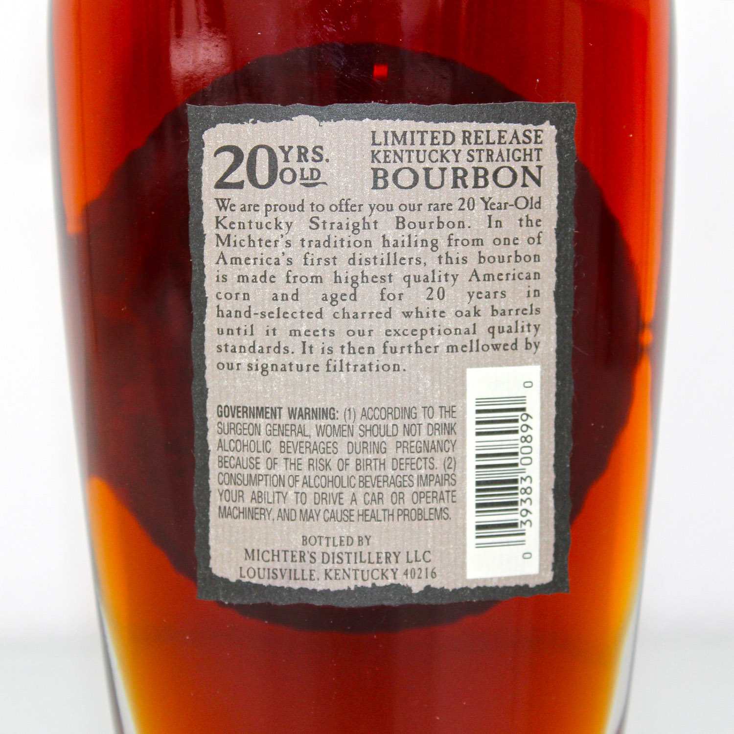 Michters 20 Year old Limited Release Bourbon Whiskey Back Label