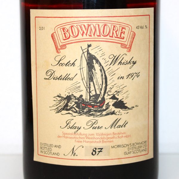 Bowmore 1974 2 Liters 10th Anniversary Hanseatische Weinhandelsgesellschaft label