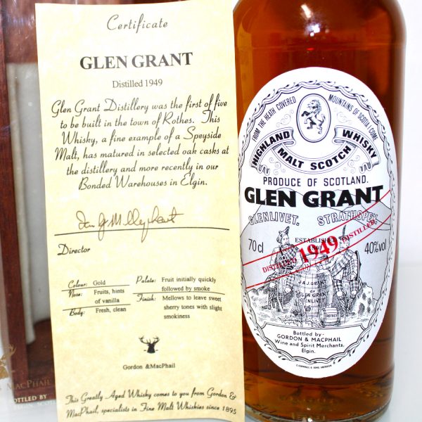Glen Grant 1949 Gordon & MacPhail certificate