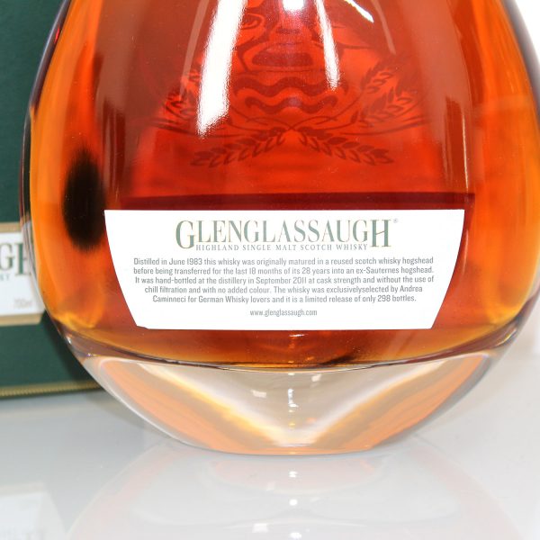 Glenglassaugh 1983 Sauternes Finish 28 Year Old back label