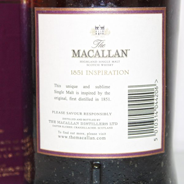 Macallan 1851 Inspiration Replica back label