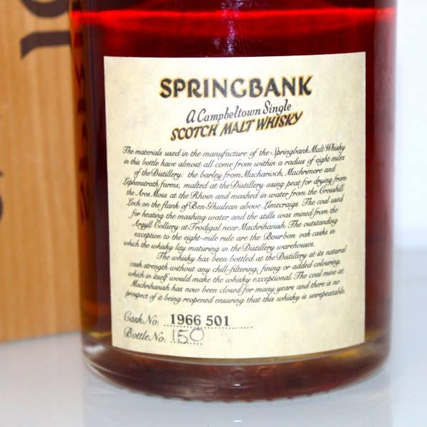 Springbank 1966 Local Barley back label