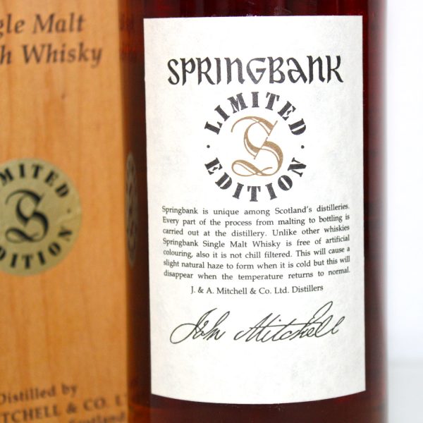 Springbank 25 Year Old Millennium Limited Edition back label
