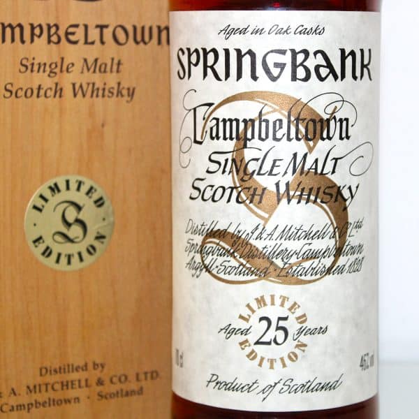 Springbank 25 Year Old Millennium Limited Edition label