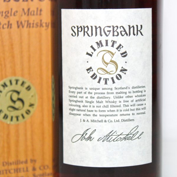 Springbank 30 Year Old Millennium Limited Edition back label