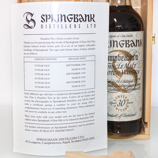 Springbank 30 Year Old Millennium Limited Edition bottles