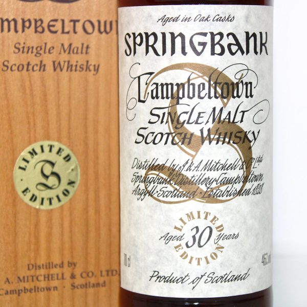 Springbank 30 Year Old Millennium Limited Edition label