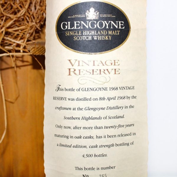Glengoyne 1968 Vintage Reserve certificate