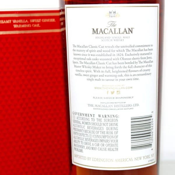 Macallan Classic Cut 2017 Release 75cl US Import back label